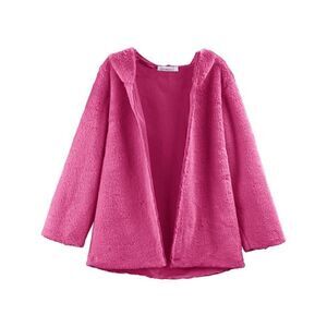 Sunshine Swing | Hot Pink Faux Fur Hooded Cardigan 12
